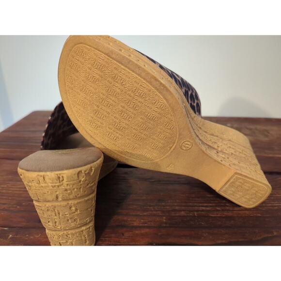 Onex Christina Cork Wedge Sandal Leopard Print Women’s 41 US 8.5 Made In Italy - Picture 7 of 7